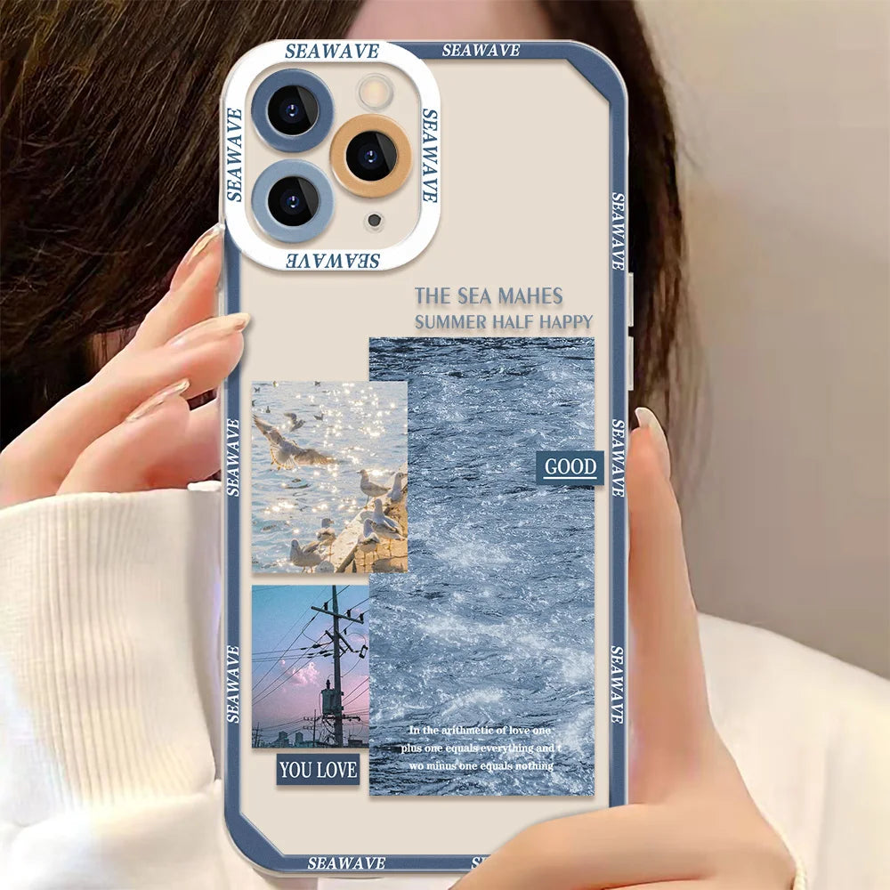 Landscape Stamp Label Phone Cases For iPhone