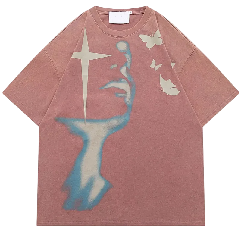 Vintage Butterfly Shadow Streetwear Tee