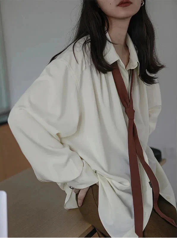 Chemise boutonnée oversize chic style coréen