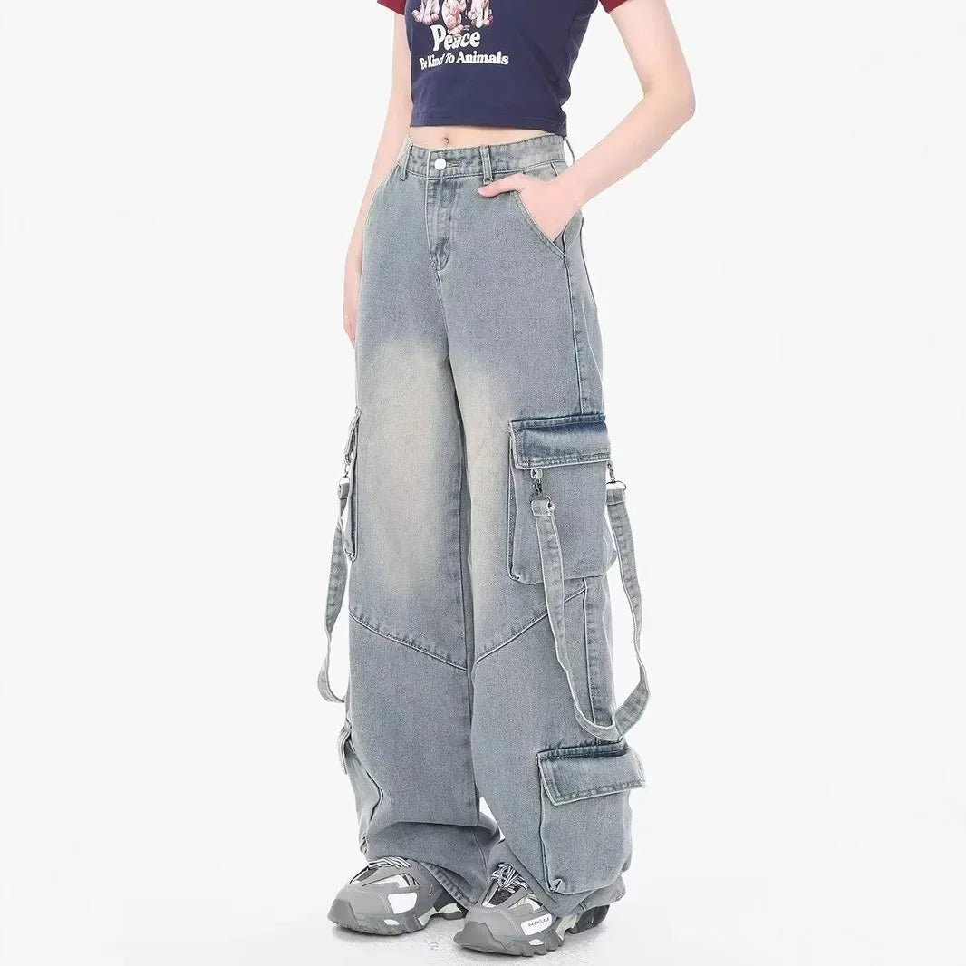 Jean cargo vintage cool délavé et ample