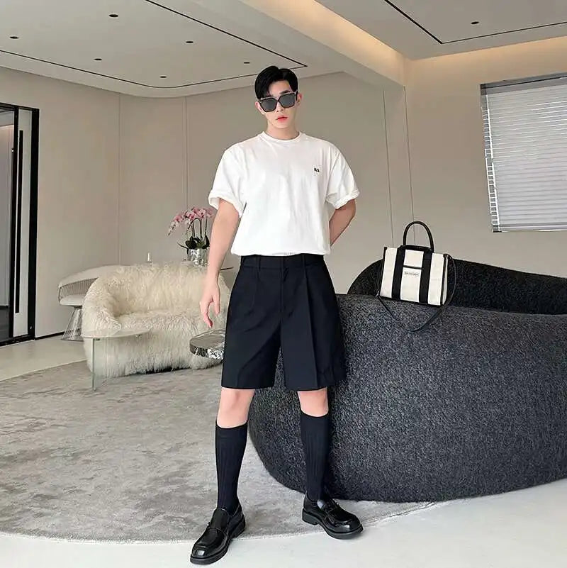 Elegante Herren-Shorts in Unifarben im koreanischen Stil