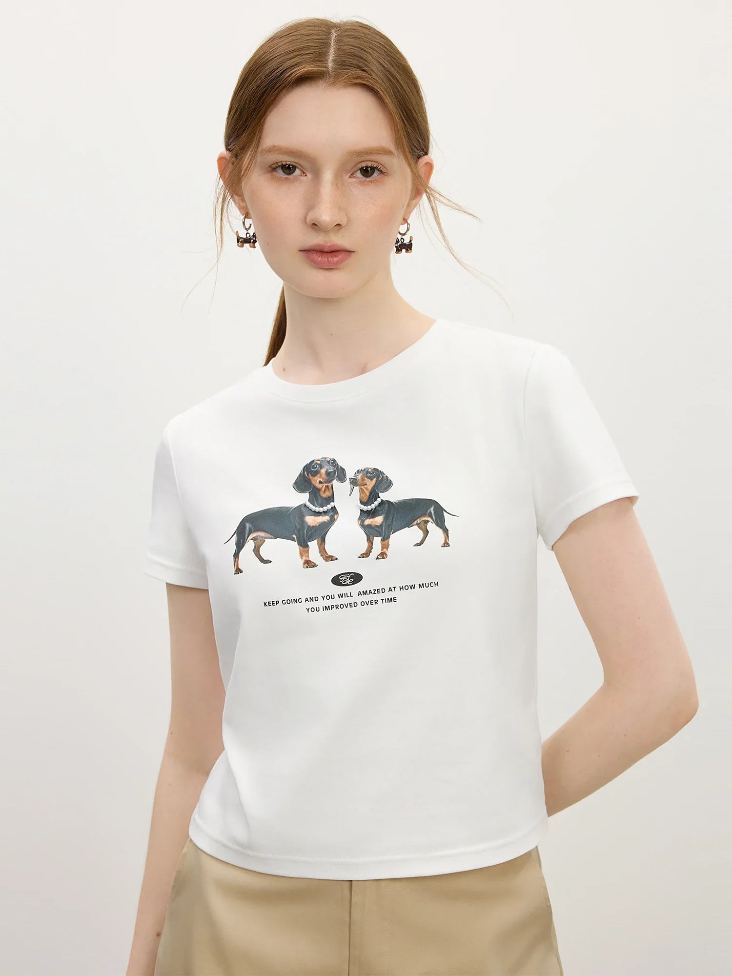 T-shirt à imprimé chien fantaisiste rétro américain
