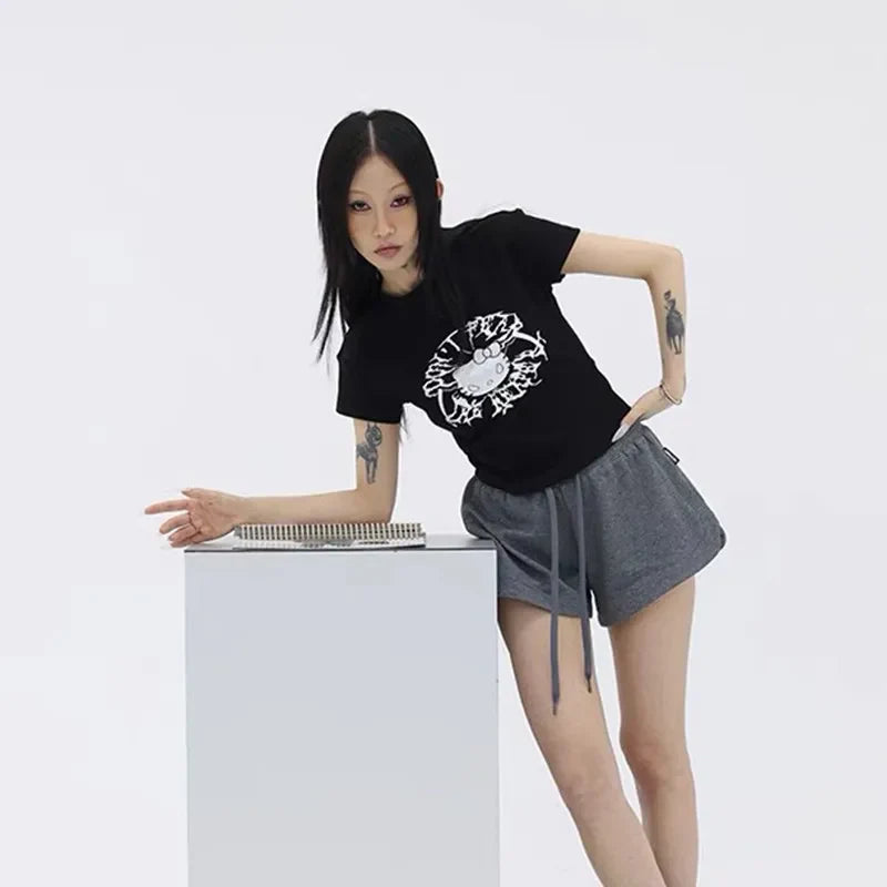 T-shirt à imprimé graphique grunge cyber anime