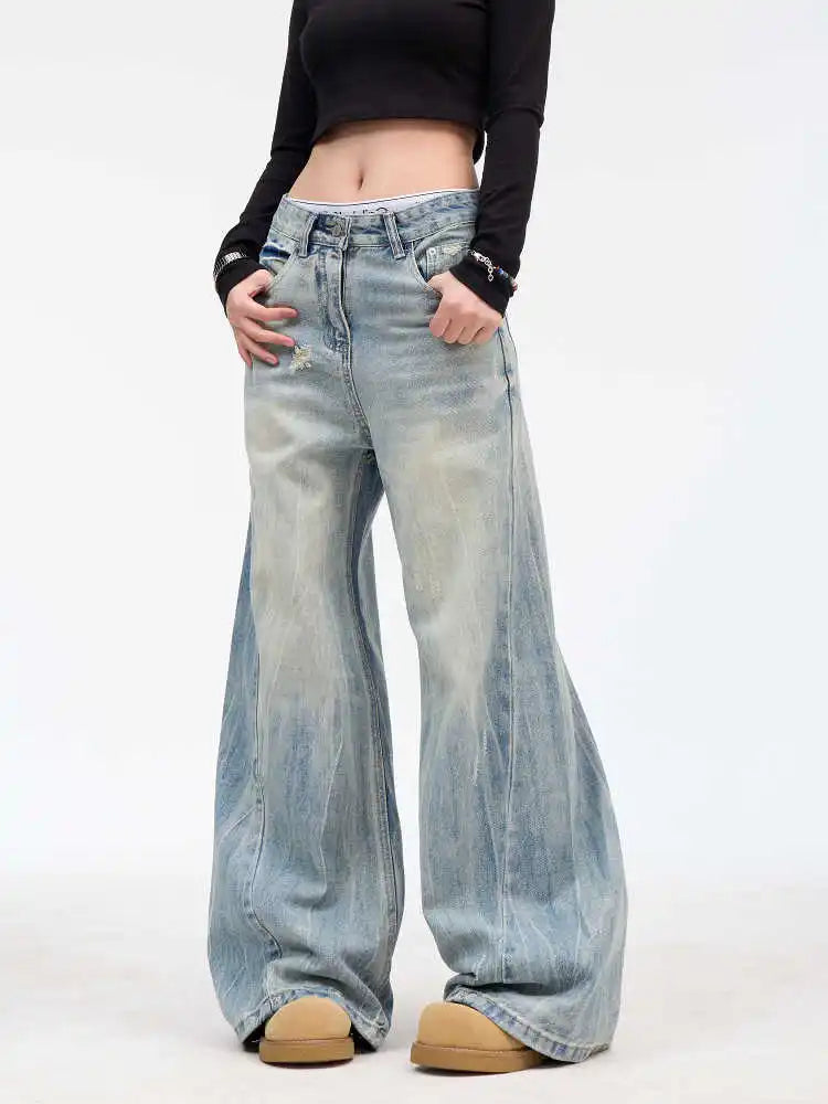 Vintage High Waist Baggy Ripped Jeans