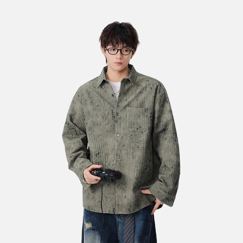 Lässiges Langarmhemd aus Cord im Used-Look
