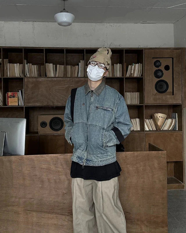 Veste en jean premium à grandes poches
