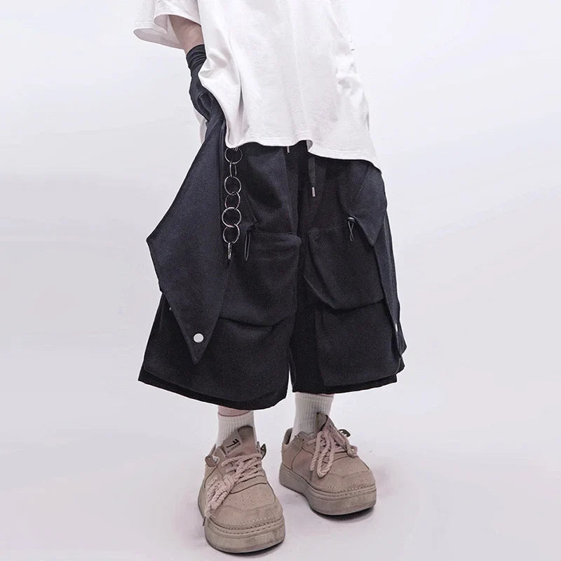 Short en jean ample patchwork pour homme, style décontracté d'été