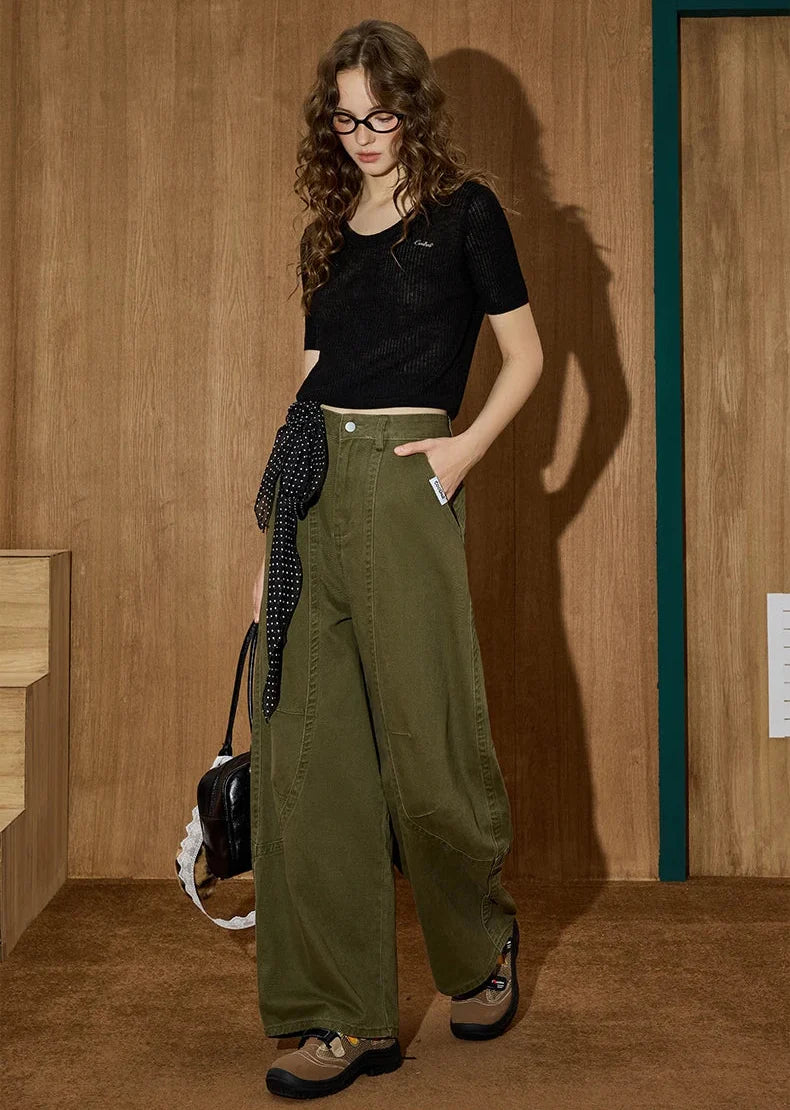 Vintage Deconstructed Utility Wide Leg Jeans