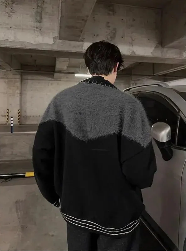 Pull en maille rétro noir coloré pour homme