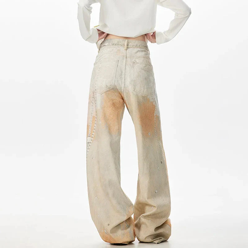 Utility Vibe 3D-gedruckte Straight Wide Jeans
