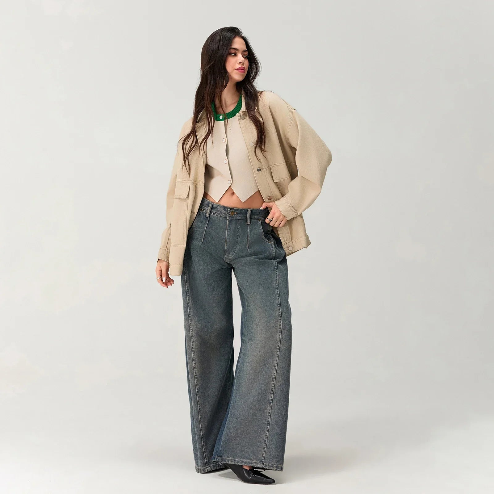 Retro Vintage Washed Denim Jeans