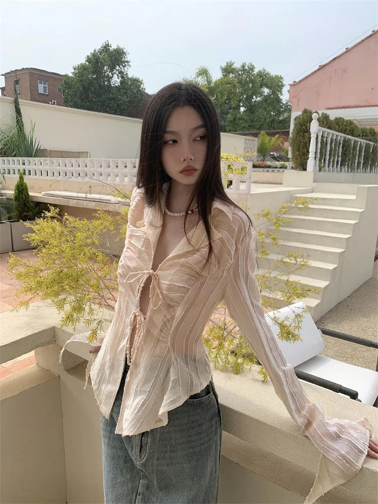 Fairycore Damen-Schnürpullover