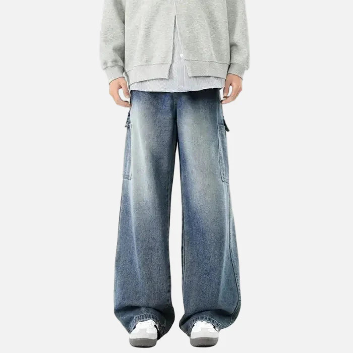 Hochwertige Retro-Cargojeans aus Denim mit weitem Bein