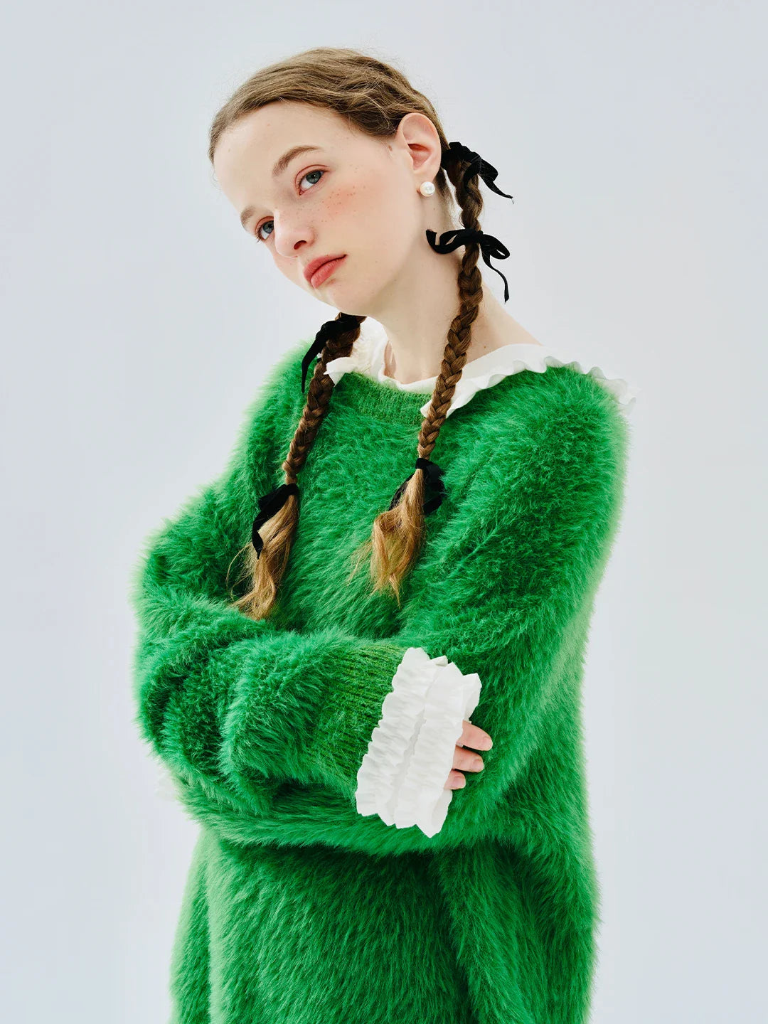 Pull d'hiver vert doux et confortable