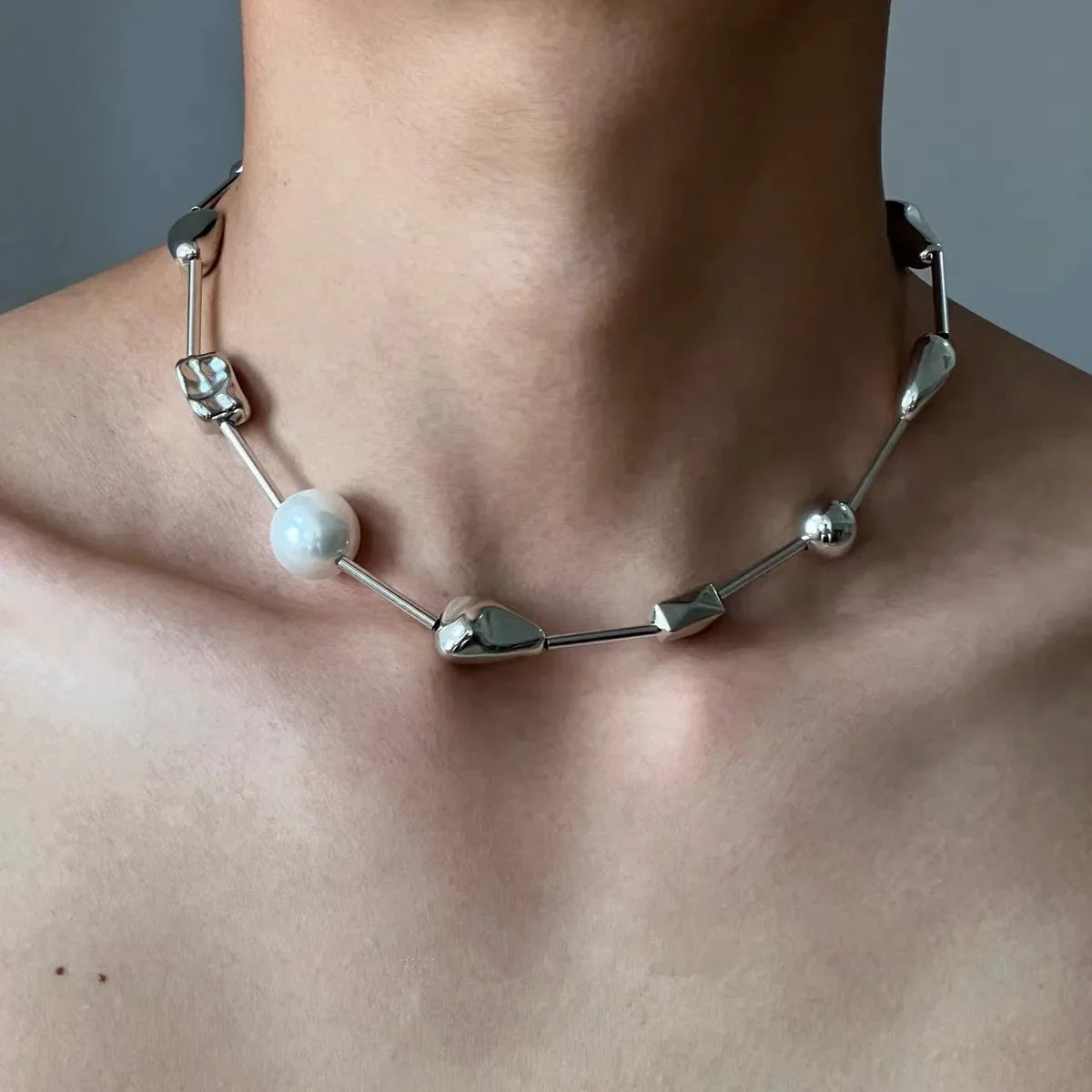 Wave Love Metal Beaded Necklace