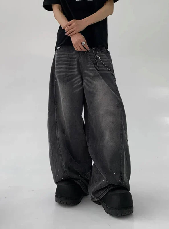Y2K Mühelose Jeans im japanischen Stil mit weitem Bein