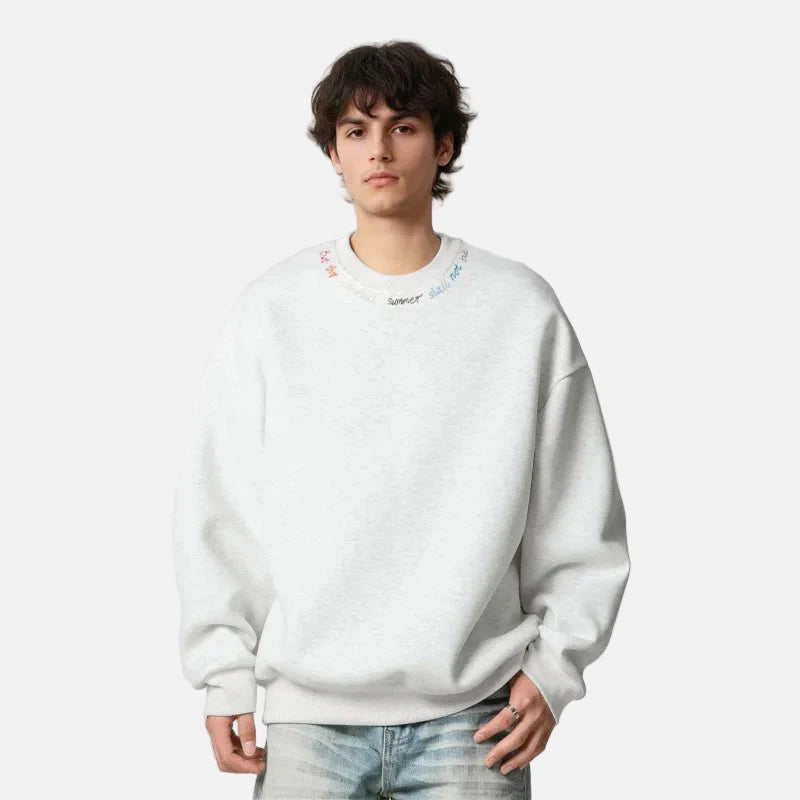 Sweatshirt mit Rundhalsausschnitt und Regenbogenbuchstabenstickerei