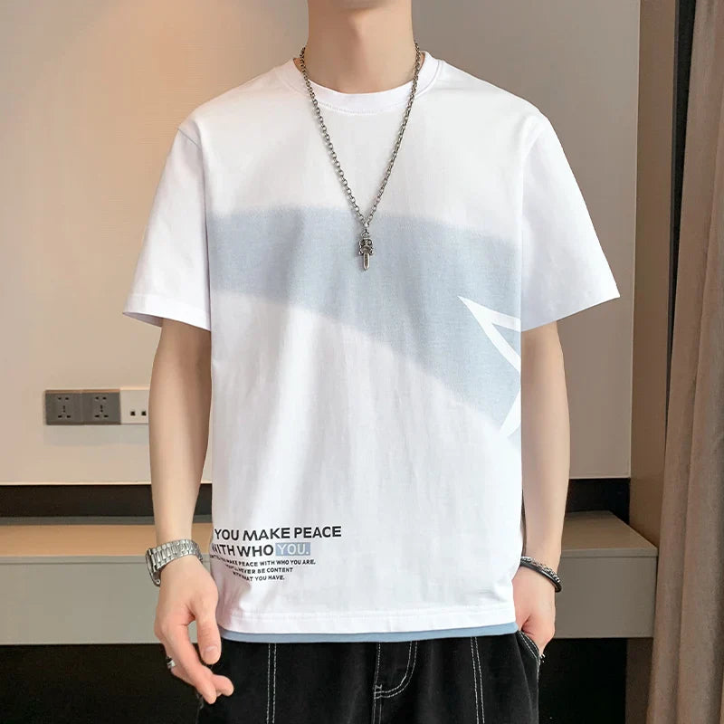 T-shirt décontracté à manches courtes imprimé lettres oversize