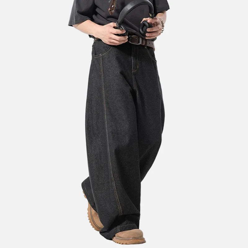 Jeans en denim à jambes larges, style streetwear classique Y2K