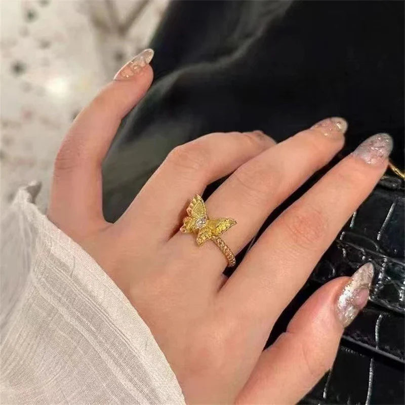 Bague papillon chic en or fin