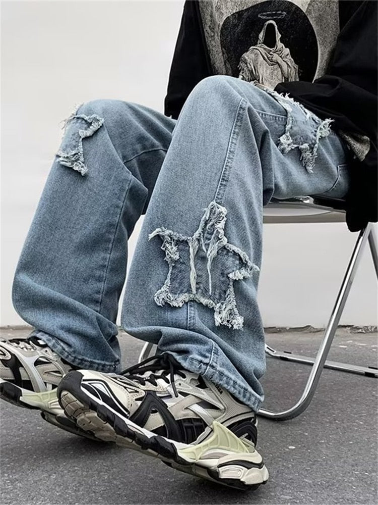 Sterne, Handtuchstickerei, Baggy Jeans