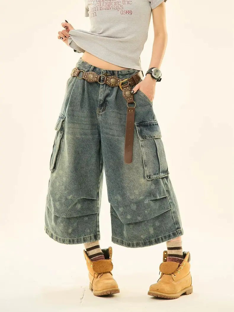 Short en jean bleu grunge vintage