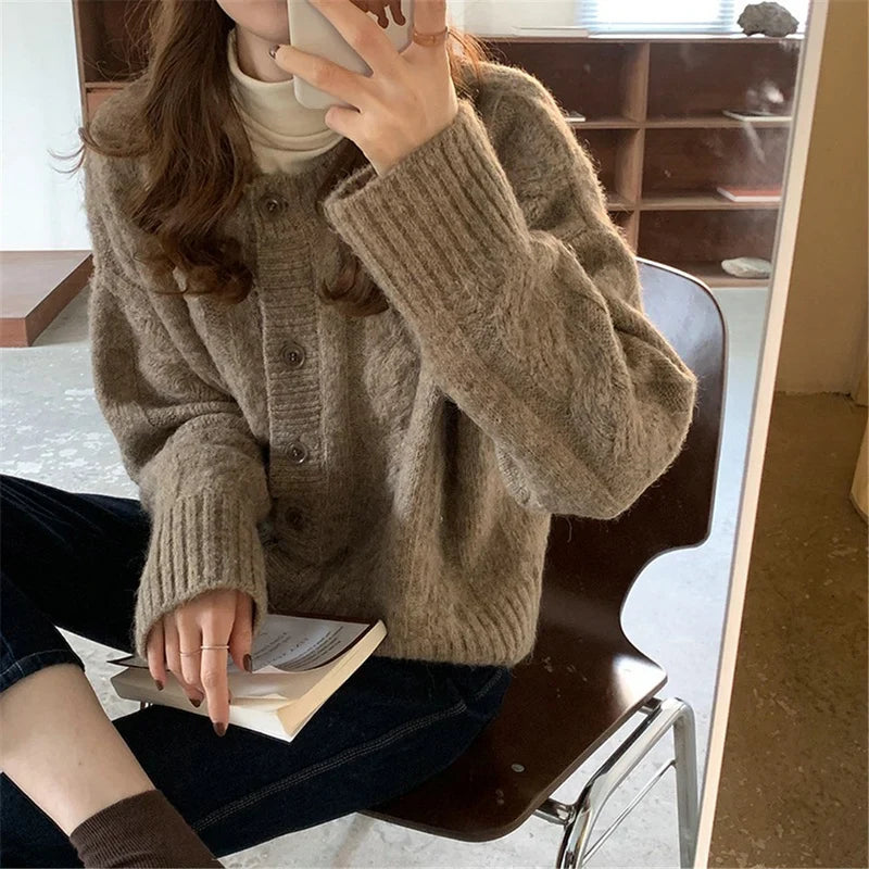 Flattering Casual Button Knit Cardigan