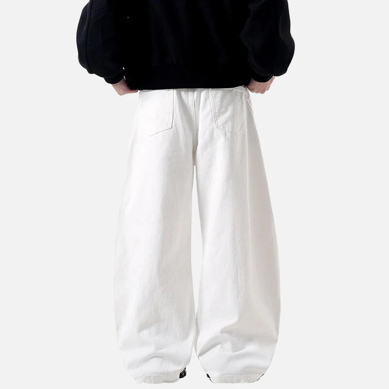 Jean en denim à jambes larges plissées, style américain