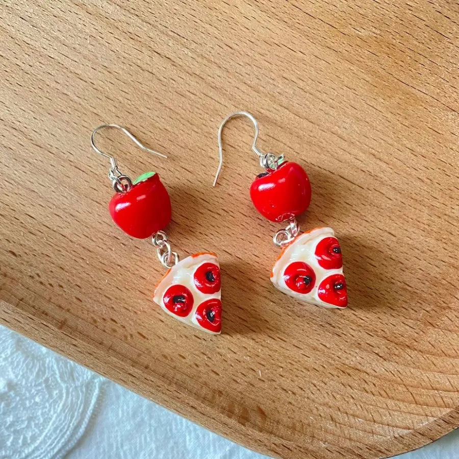 Boucles d'oreilles Pizza Pomme Rouge Vibrante