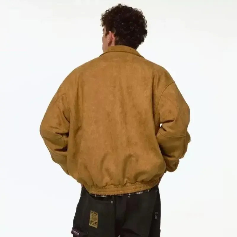 Amerikanische Retro-Rennjacke mit Reverskragen im Hip-Hop-Stil