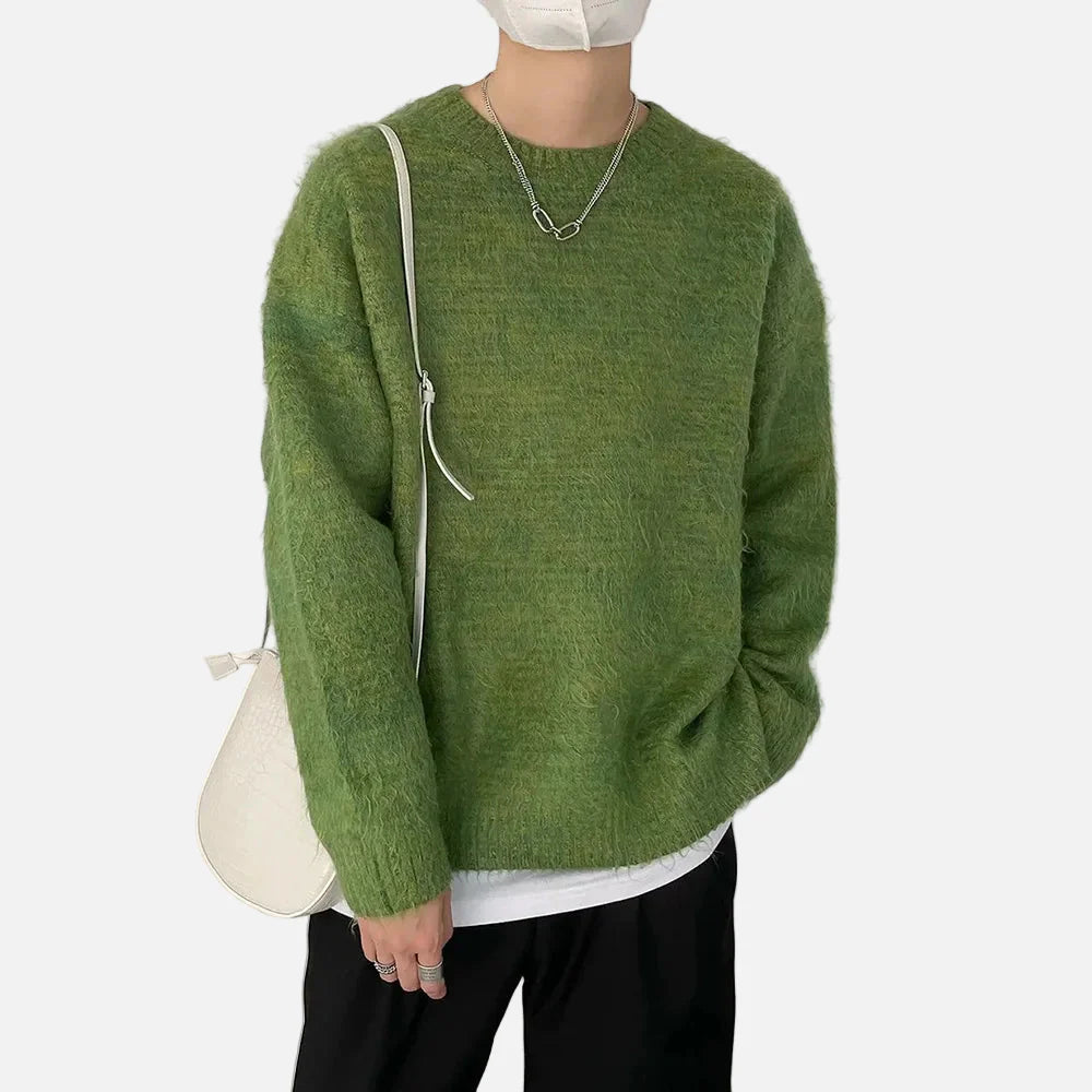 Pull en maille douce et duveteuse couleur unie style années 2000