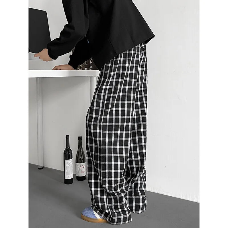 Oversized Herren-Streetwear-Hose mit Karomuster