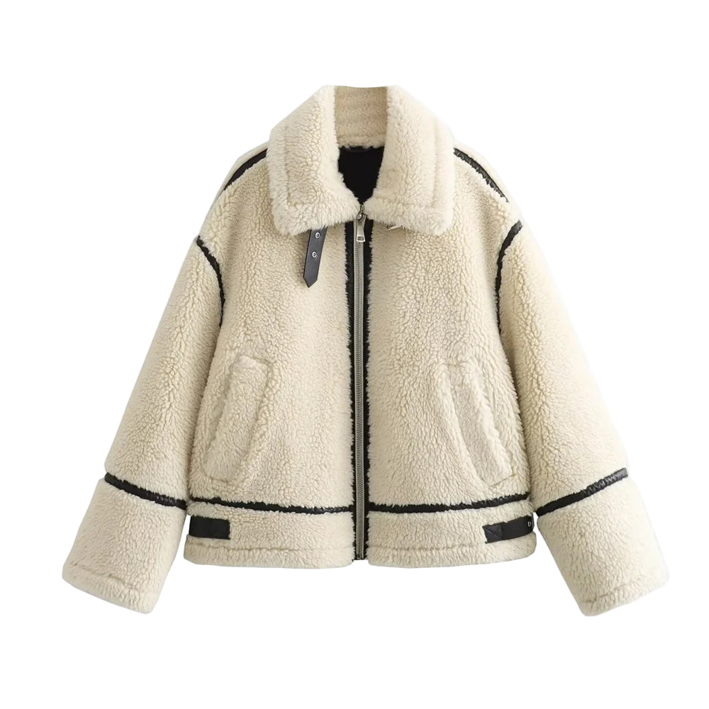 Faux Fur Lined Moto Biker Jacket