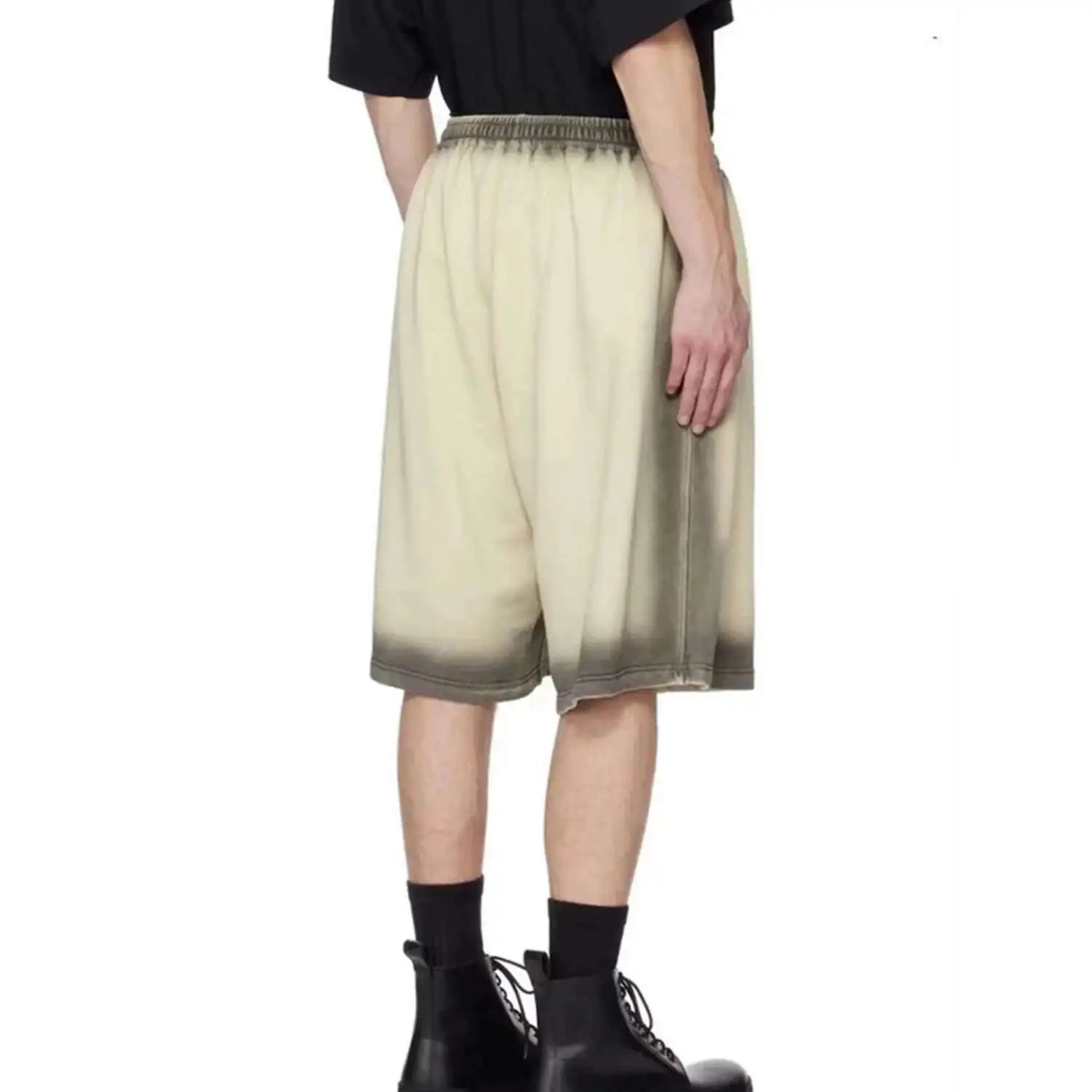 Gelb-schwarze Shorts mit rauchigem Farbverlauf