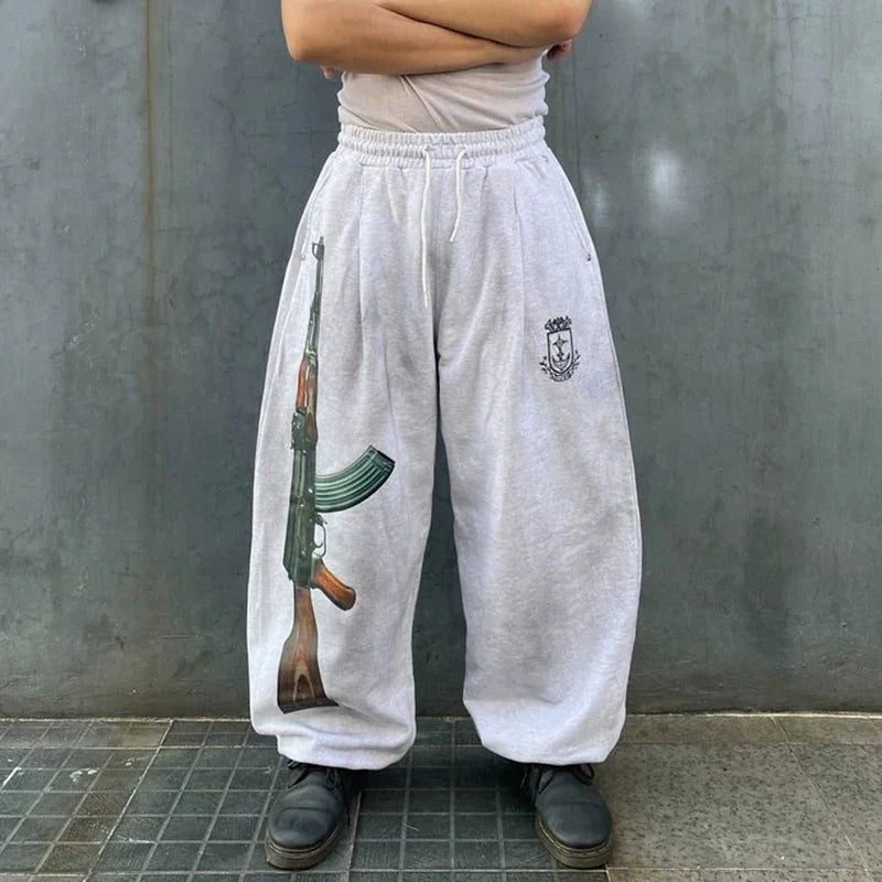 Pantalon de survêtement décontracté tendance, style rétro et ample, style hip-hop