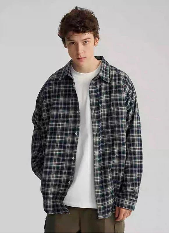 Chemise vintage à carreaux oversize à manches longues