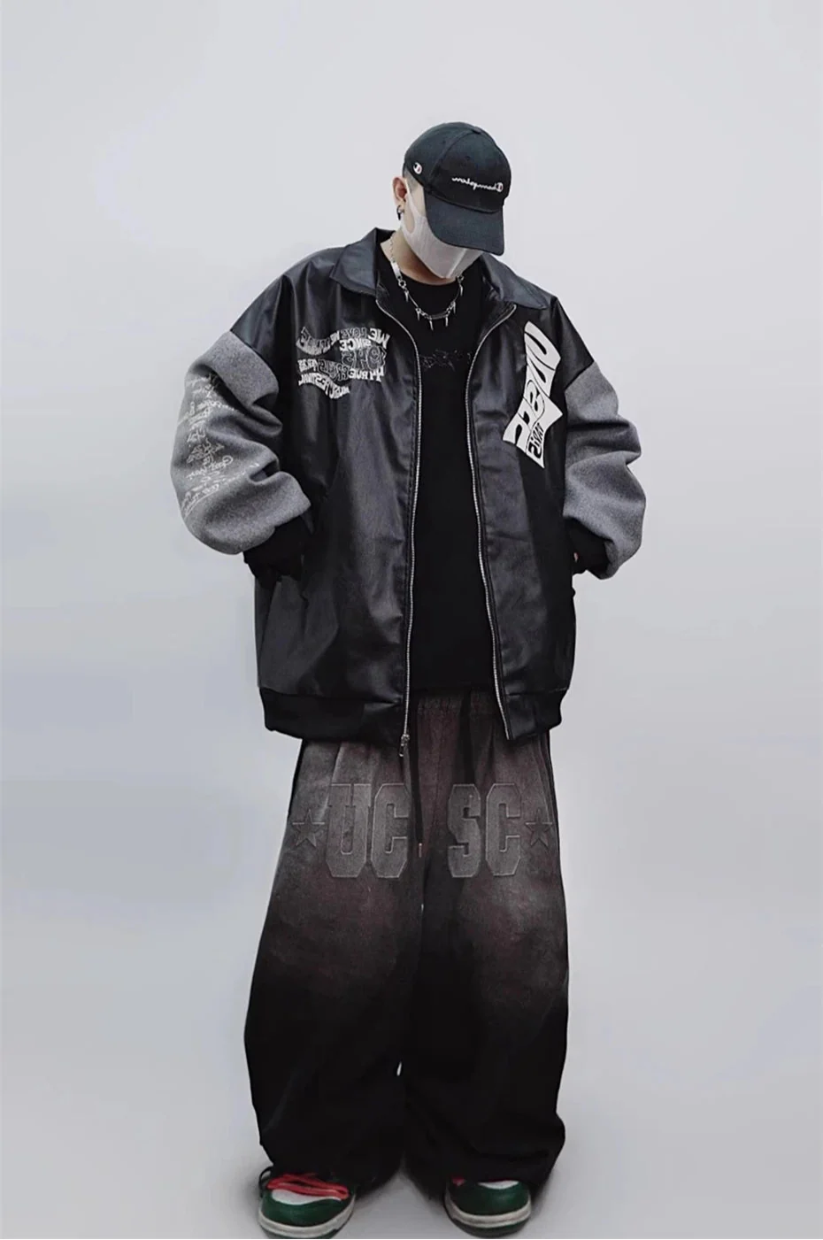 Punk-Scimitar-Jeans für Herren, Baggy-Jeans mit weitem Bein