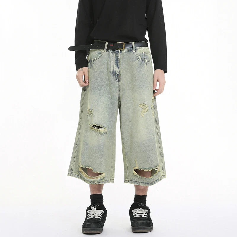 Jeansshorts mit Used-Look, gerader Passform und kurzem Schnitt