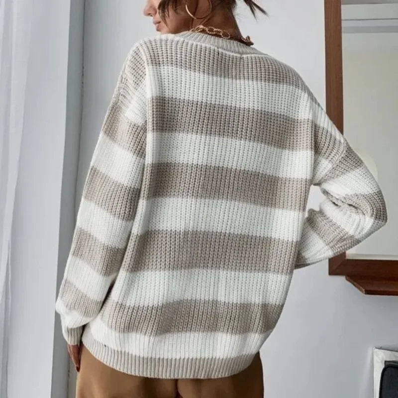 Women Retro Versatile Knitted Pullover Sweater