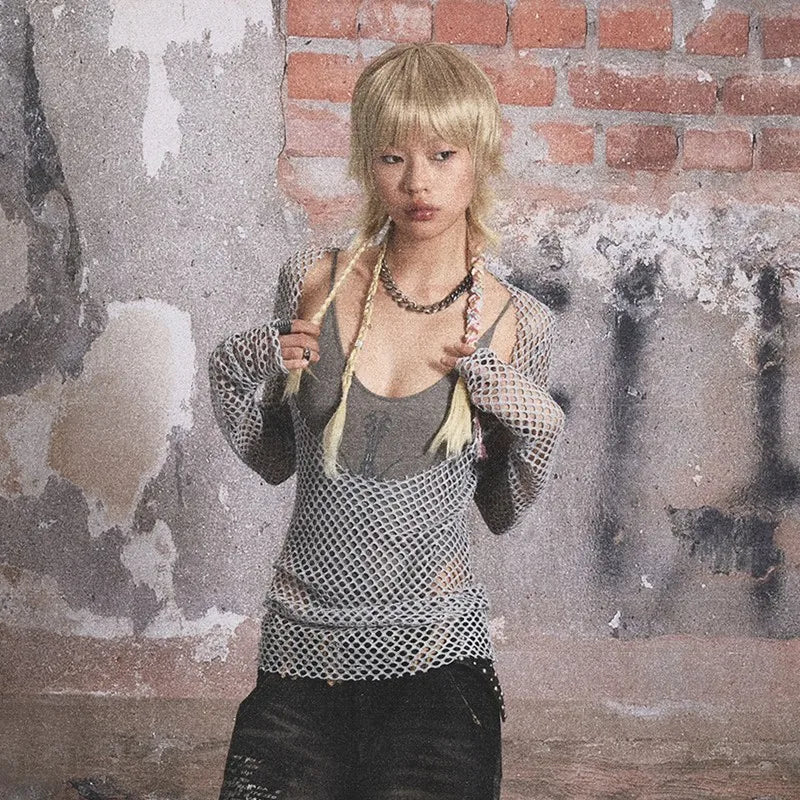Vintage Grunge Stricktop im Used-Look