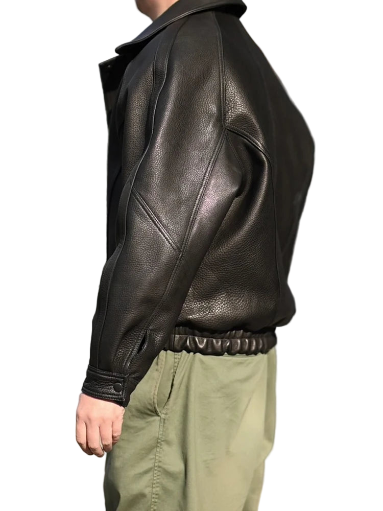 Luxury Black Leather Zipper Leather Jacket