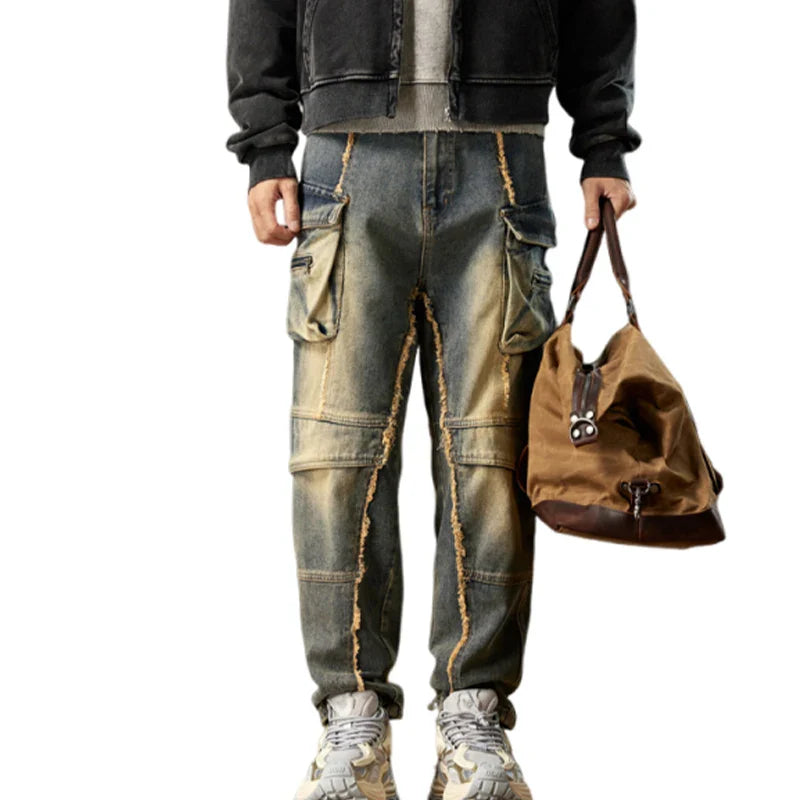 Trendige, locker sitzende Cargo-Jeans im Used-Look