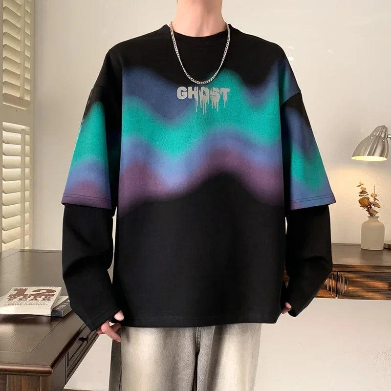 Oversize-Sweatshirt mit Geisterbuchstaben-Illusion