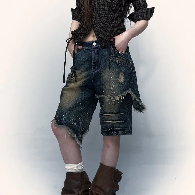 Vintage Grunge Ästhetik Distressed Denim Jeans