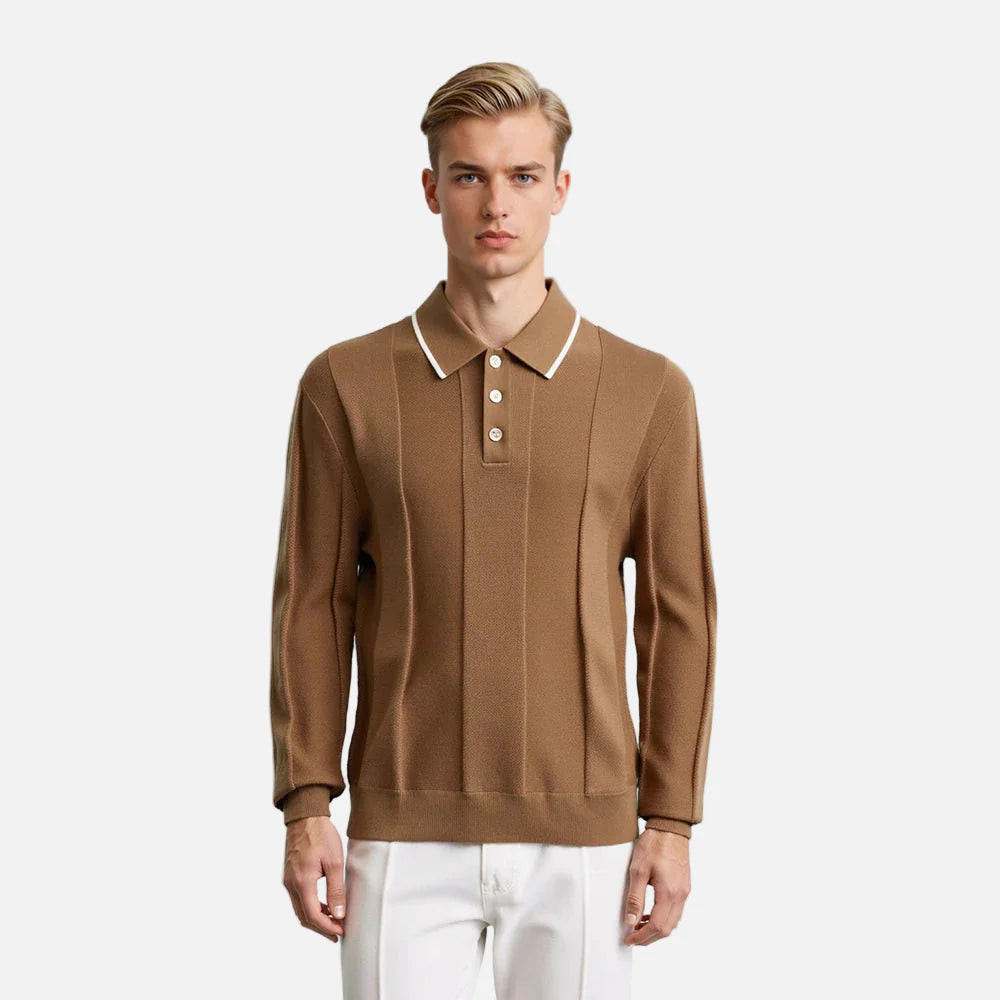 Polo rayé de luxe à manches longues