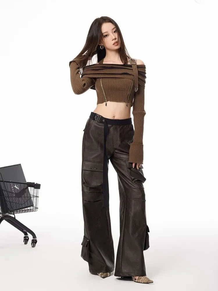 Vintage-Cargohosen aus Leder im amerikanischen Stil