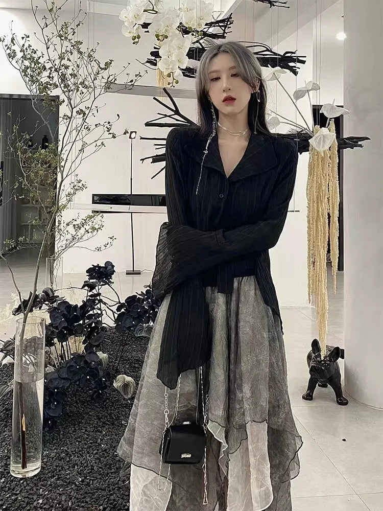 Gothic Whisper Asymmetrisches Hemd
