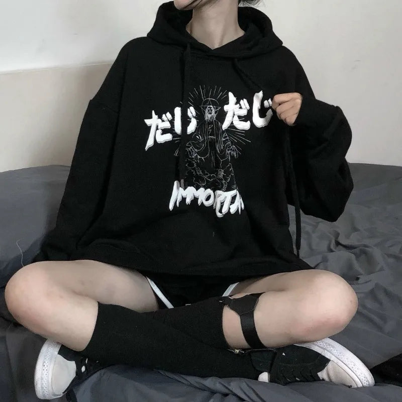 Women Sweet Velvet Thicken Loose Fit Hoodie