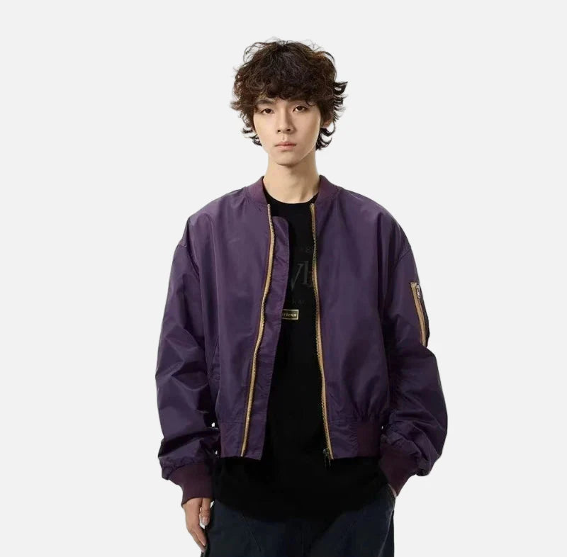 Doudoune de baseball rétro violette style américain