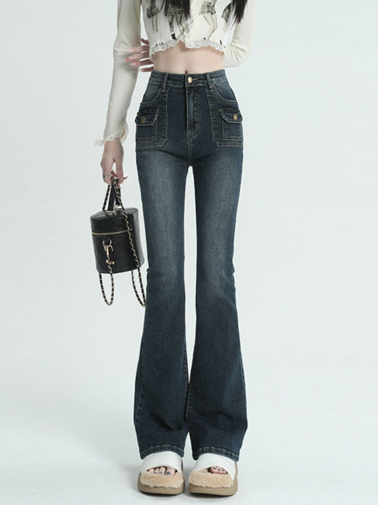 Y2K Denim Vintage Flare High Waist Jeans
